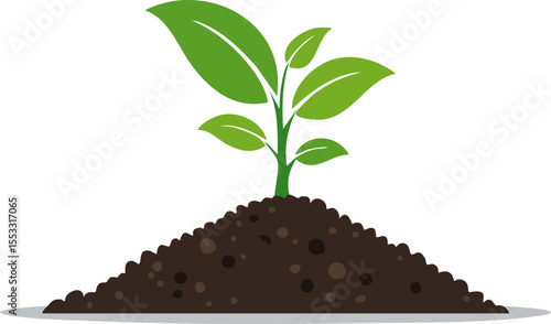 Fresh botanical scene showing tiny stem and vivid leaves rooted in nutrient soil surrounded by minimalist whitespace ready for health wellness or organic farming copy