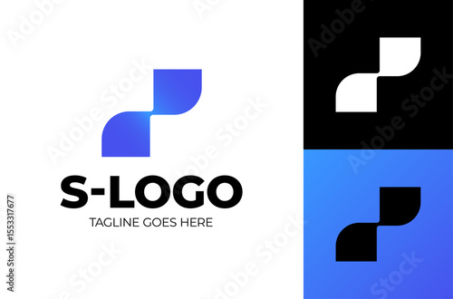 Abstract tech letter s logo. S logotype leading data and road concept design. Letters with geometric design