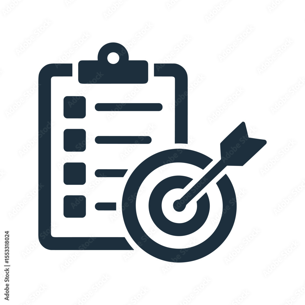 Strategic Planning and Goal Setting Clipboard with Checklist and Target Arrow Symbol Strategic Planning and Goal Setting Clipboard with Checklist and Target Arrow Symbol