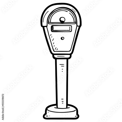 Parking meter illustrated in a simple line art style  