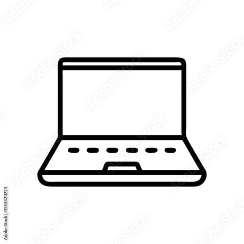 Outline of a laptop in minimalist design on white background  