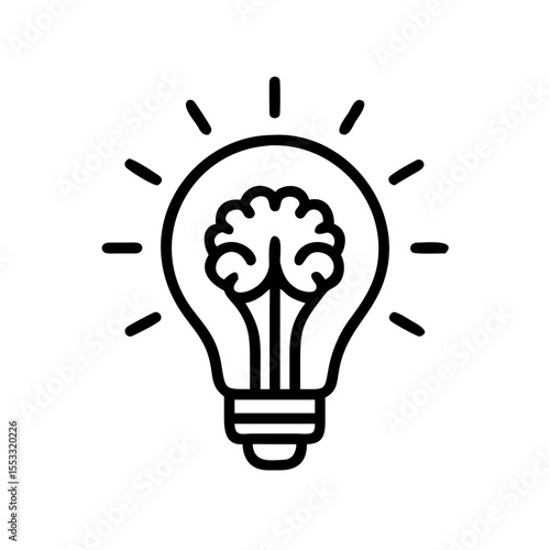 Light bulb with brain inside symbolizing creativity and ideas  