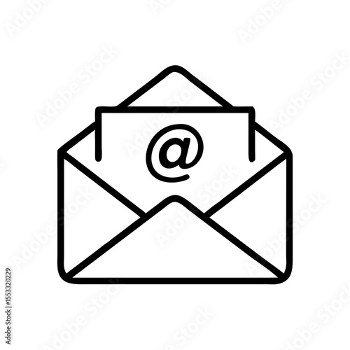 Email envelope icon with at symbol for digital communication  