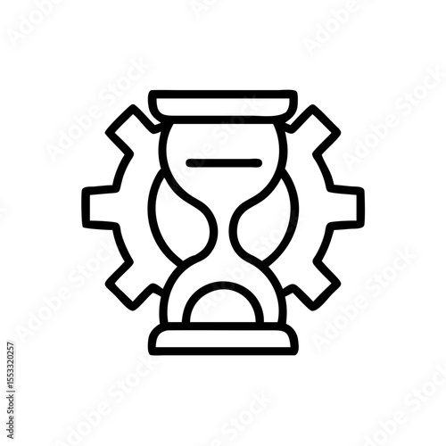 Hourglass within a gear symbolizing time management and productivity  