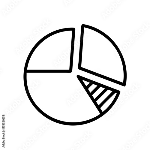 Simple line pie chart in minimal design on white background  