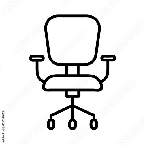 Office chair with wheels and armrests in minimalist design  