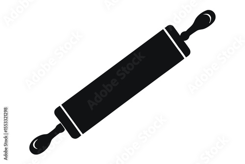 Black Rolling Pin Silhouette Image for Kitchen Baking Preparation and Dough Rolling Needs