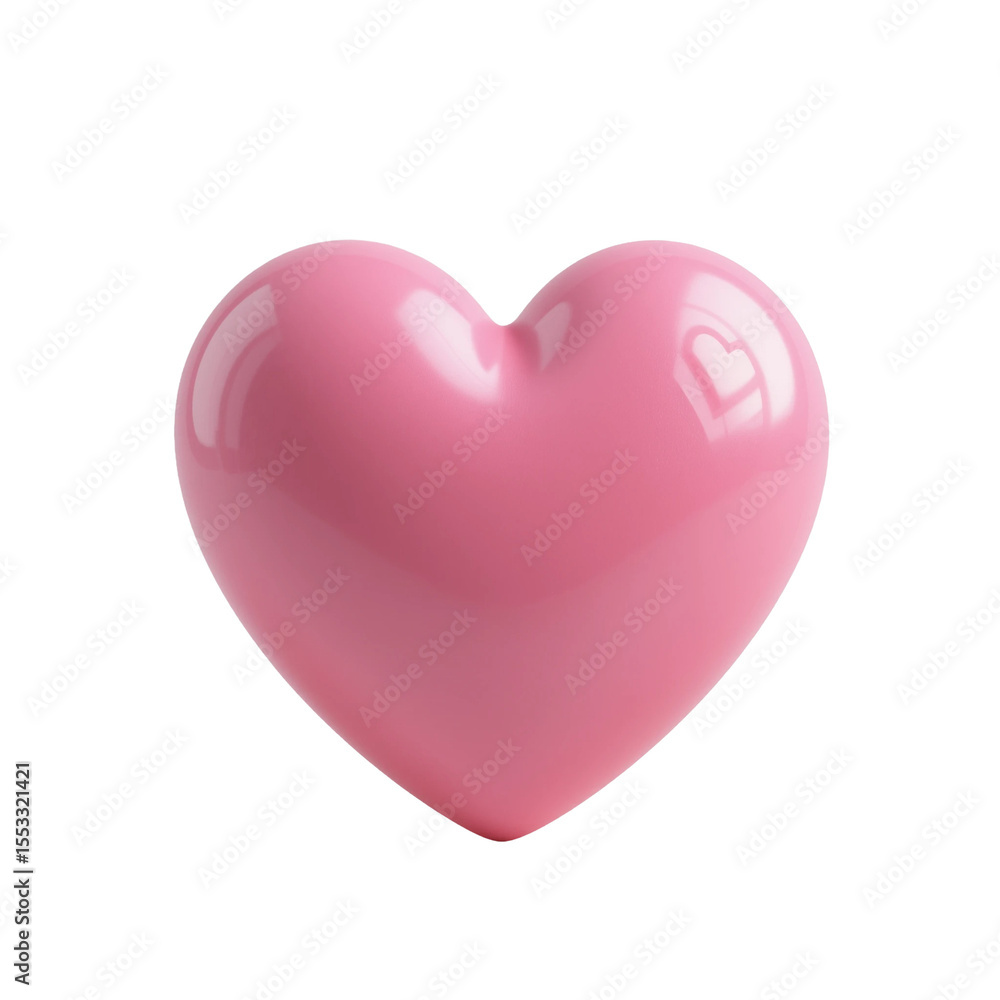 3D Glossy Pink Heart Shape with Smooth Surface Isolated on Transparent Background 3D Glossy Pink Heart Shape with Smooth Surface Isolated on Transparent Background