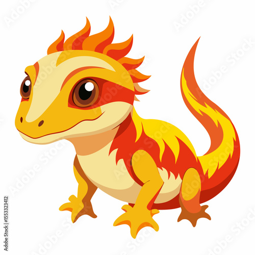 Correlophus ciliatus Flame Morph Vector – Vibrant Colors with Bold Back Stripe