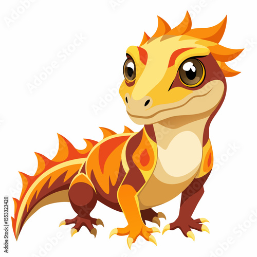 Crested Gecko Flame Morph Vector Illustration – Colorful Reptile with Dark Accent