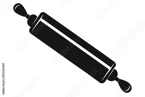 Rolling Pin Illustration Black and White Kitchen Baking Tool Icon for Recipes