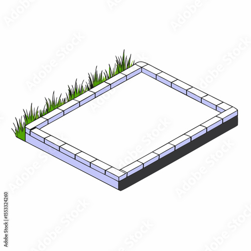 Lawn edging stone barrier for garden landscaping in modern style  