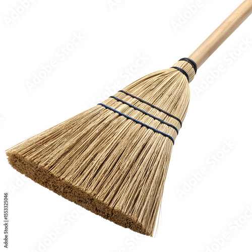 Wallpaper Mural Classic straw broom with wooden handle ideal for cleaning tasks, angled view on transparent background Torontodigital.ca
