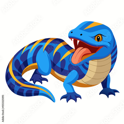 Defensive Skink Vector – Tiliqua spp with Mouth Open and Warning Display