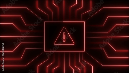 Photos Futuristic circuit board design emphasizing network security threat with red ale