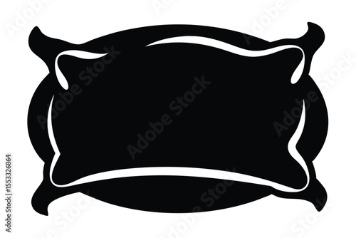 Pillow Illustration Stylized Black Pillow with Wavy Edges for Sleep and Relaxation Depiction