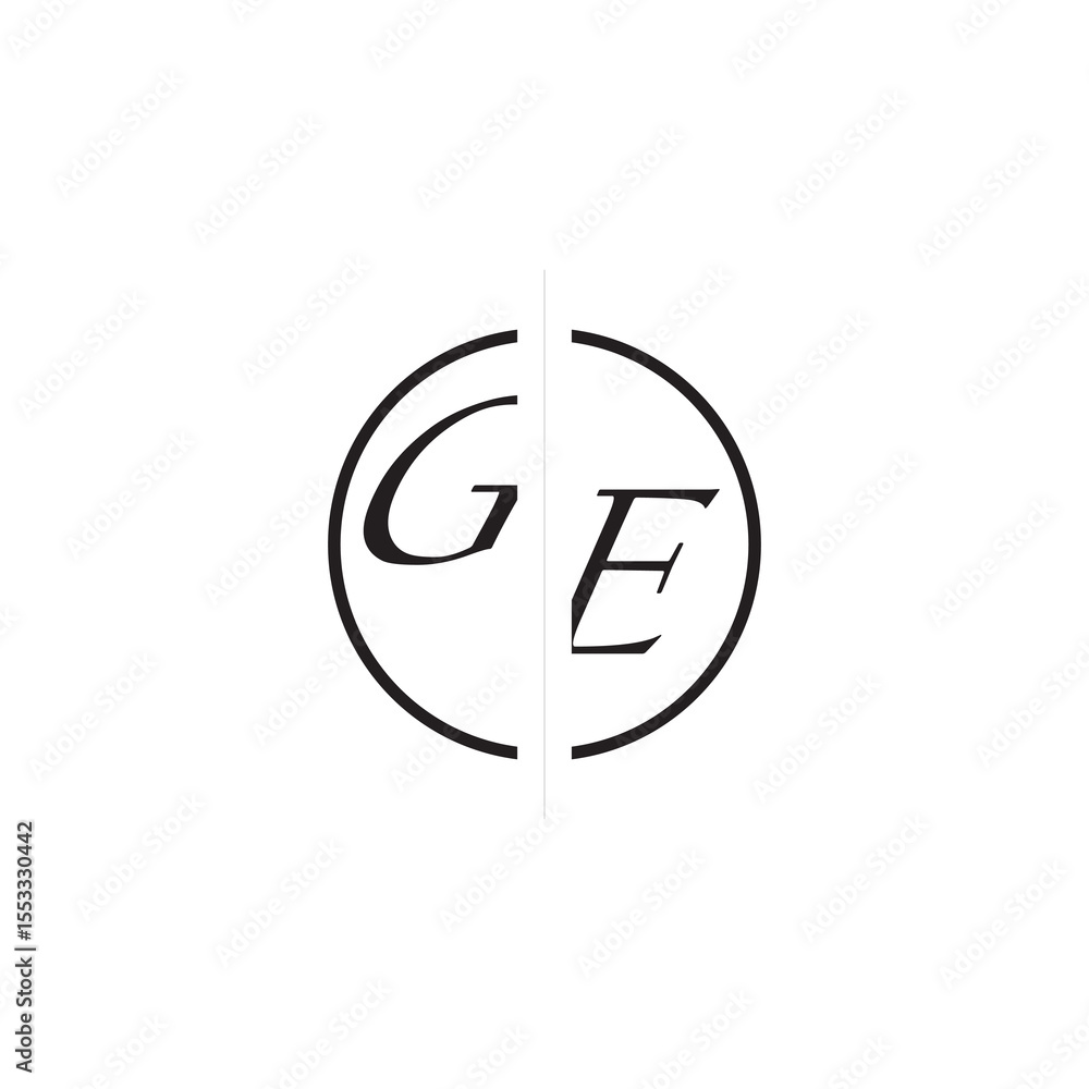 Initial Alphabet Design Unique Vector Circled Alphabet Monogram Simple Logo GE Initial Alphabet Design Unique Vector Circled Alphabet Monogram Simple Logo GE
