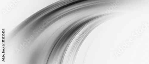 Soft curved monochrome gradient light streak black and white, motion blur noise grain texture. movement sport energy luxury minimal modern design background, website header banner poster backdrop.