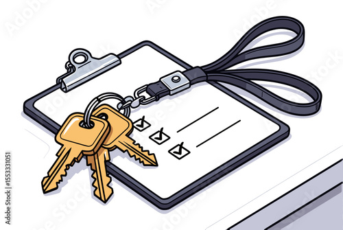 Keys Hanging from a Clipboard with Checkmarks, Representing Property Management and Real Estate Tasks
