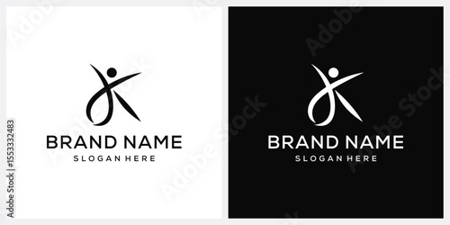 initial letter K human people logo design graphic vector