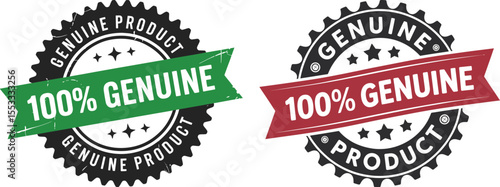 Vector genuine product label design for authenticity and quality assurance