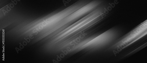 Fototapeta Naklejka Na Ścianę i Meble -  Soft diagonal monochrome gradient light streak black and white, motion blur noise grain texture. movement sport energy luxury minimal modern design background, website header banner poster backdrop.