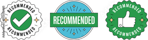 Recommended badges vector graphic design elements for product endorsement use
