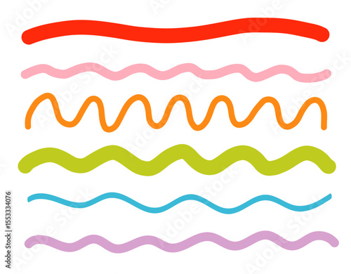 Hand drawn zigzag and curved lines.