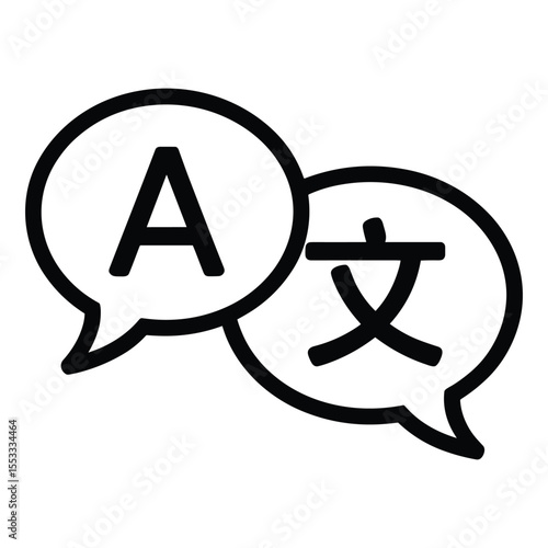 Multilingual Communication with Speech Bubbles Showing English and Chinese Characters