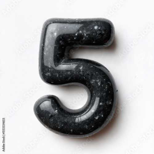 Wallpaper Mural A bold black number five with a smooth yet slightly rough texture, isolated on a white background, ideal for design, education, and creative use. Torontodigital.ca