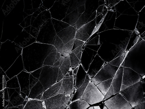 Shattered Black Glass Abstract Texture
