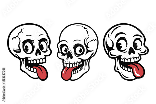Funny skull tongue out vector