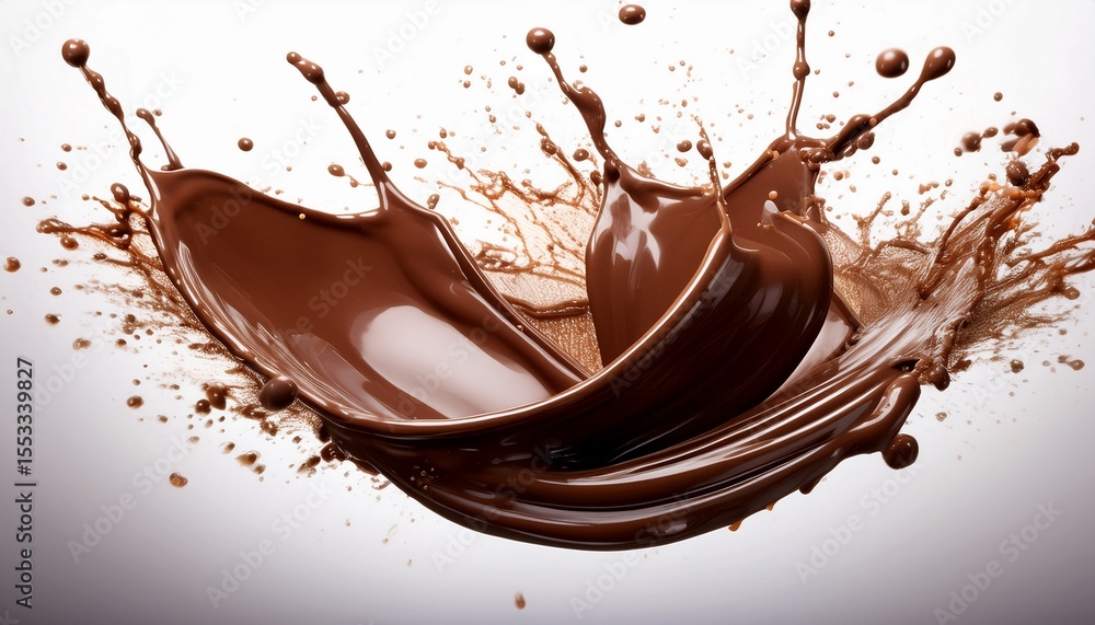 Fototapeta premium chocolate splash isolated on a white background showcasing rich texture