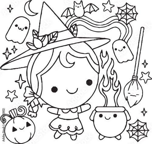 A fun and whimsical black and white doodle artwork showing a group of cute cartoon characters, including a smiling star, a frog, a flower, and other imaginative creatures.