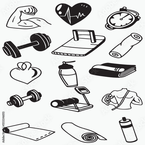 Fun Fitness Icons Collection for Graphic Design