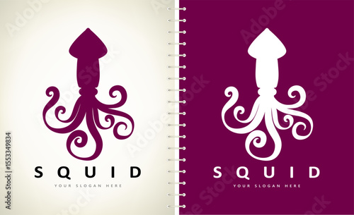Squid logo vector. Clam design