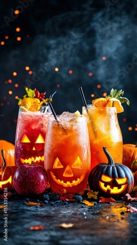 Spooky Halloween Cocktails with Jack-o'-lantern Glasses