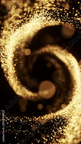 Luminous Golden Particles Swirling Vortex Abstract Background