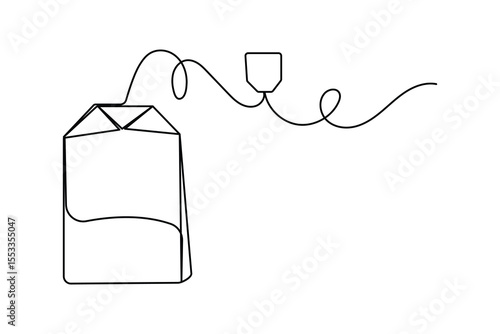 Tea bag icon in continuous one line drawing minimalist style isolated on white background