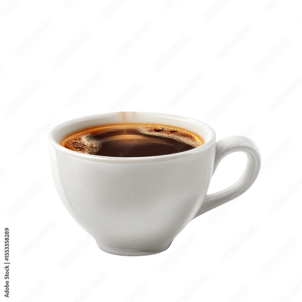 Fototapeta premium White coffee cup with a brown liquid in it. isolated-on-ransparent-3d-background