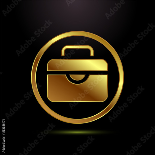 Briefcase icon design illustration, bag icon for apps and websites in gold color style
