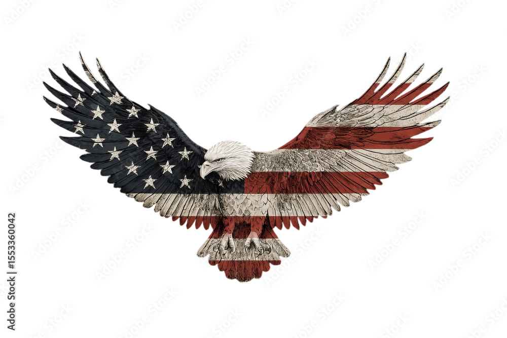 Obraz premium American eagle with flag. Eagle wings png