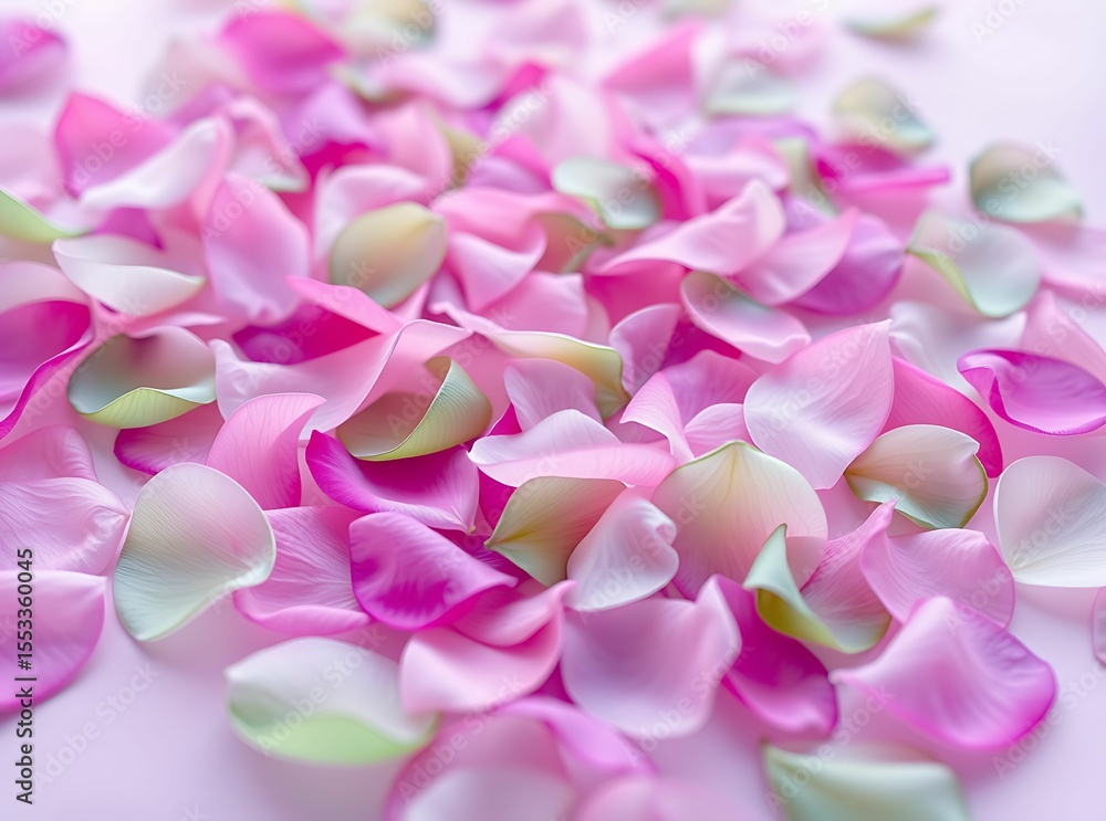 Fototapeta premium Petal Symphony: A cascade of delicate pink and rose petals creates a mesmerizing display of nature's artistry, evoking feelings of love, romance, and tranquility.