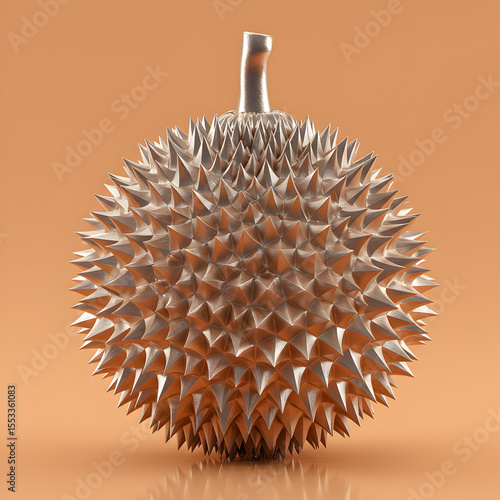 Metallic durian fruit with a unique texture, perfect for creative and design projects