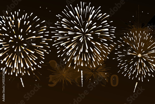 Gold fireworks display vector celebration
