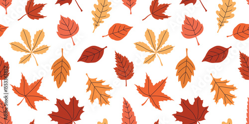 Seamless autumn trend pattern with leaves.