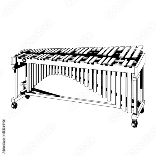 black and white marimba keys coloring page line art