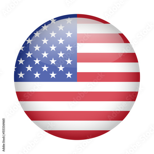 flag of USA, button round glossy icon