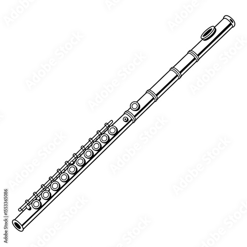 flute isolated on white coloring page line art