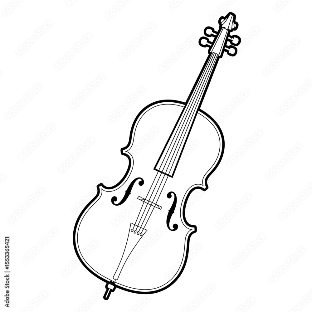 Fototapeta premium A black and white cello illustration vector style colouring page